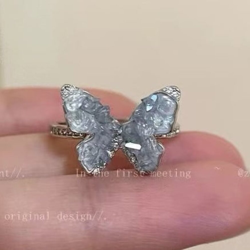 Blue butterfly open ring